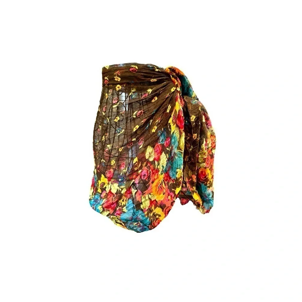 WOMENS SCARF, NWOT, LONG, FLORAL SCARF. COLORFUL RAINBOW OF COLORS.